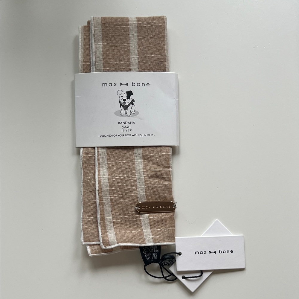 Max Bone Tan striped Bandana for small dogs